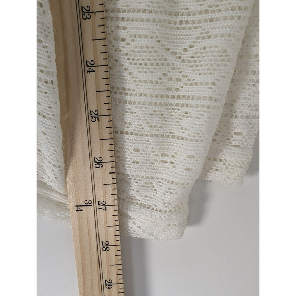 YITTY Ivory Knit Slip Semi Sheer Lace Crop Top and Ruched Back Legging Set M - Picture 9 of 16